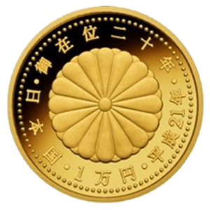 天皇陛下御在位20年記念1万円金貨裏面